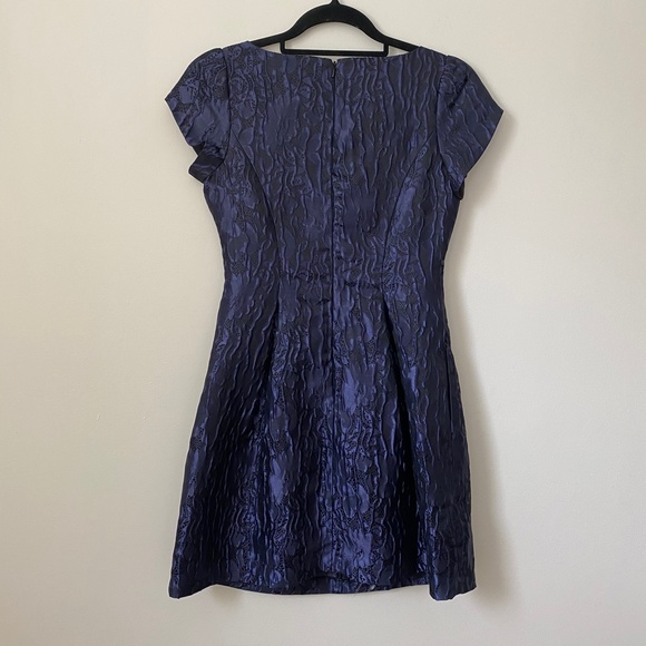Aidan Mattox Navy Jacquard Cocktail Mini Dress - Picture 6 of 6